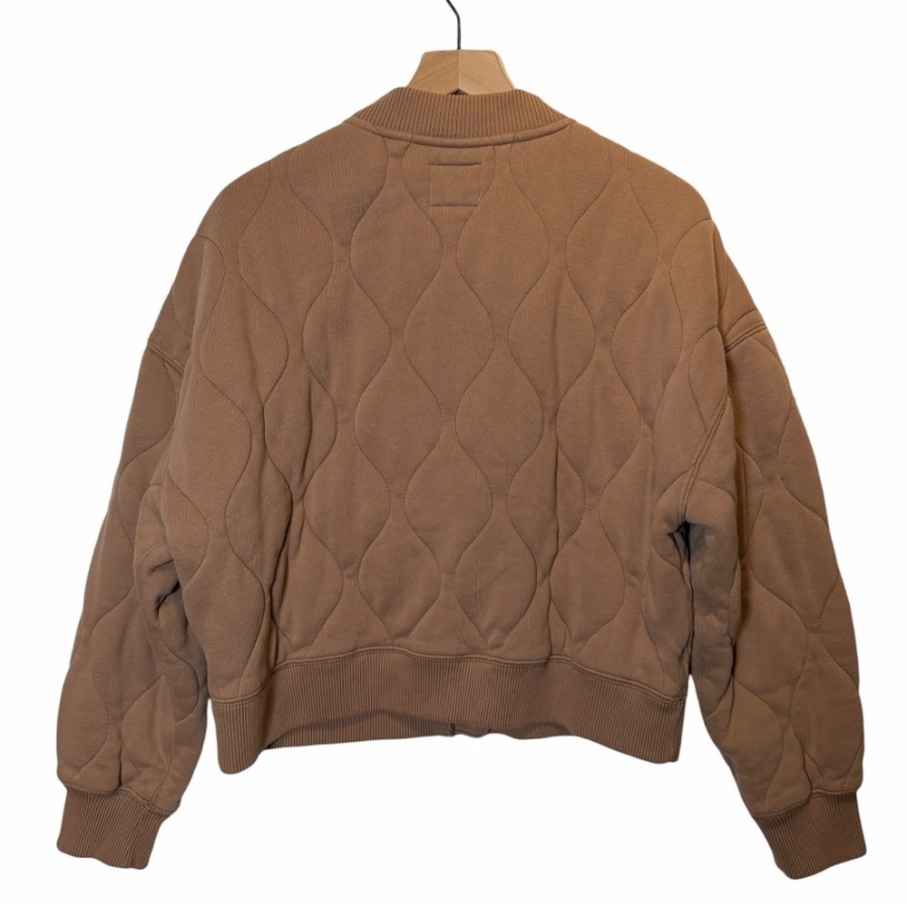 Abercrombie & Fitch Quilted Neutral Bomber Jacket Zip Front Soft Cozy Tan Sz XL - Picture 6 of 9